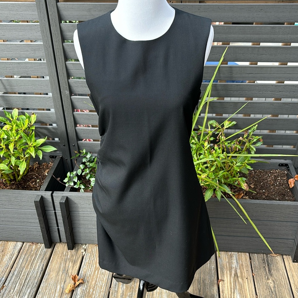 THEORY Ruched Wool Black Sheath Dress Size 4
